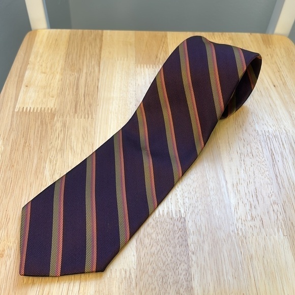 Brooks Brothers Pure Silk Purple Orange Gold Pink Multi - Striped “346” … - Picture 1 of 7